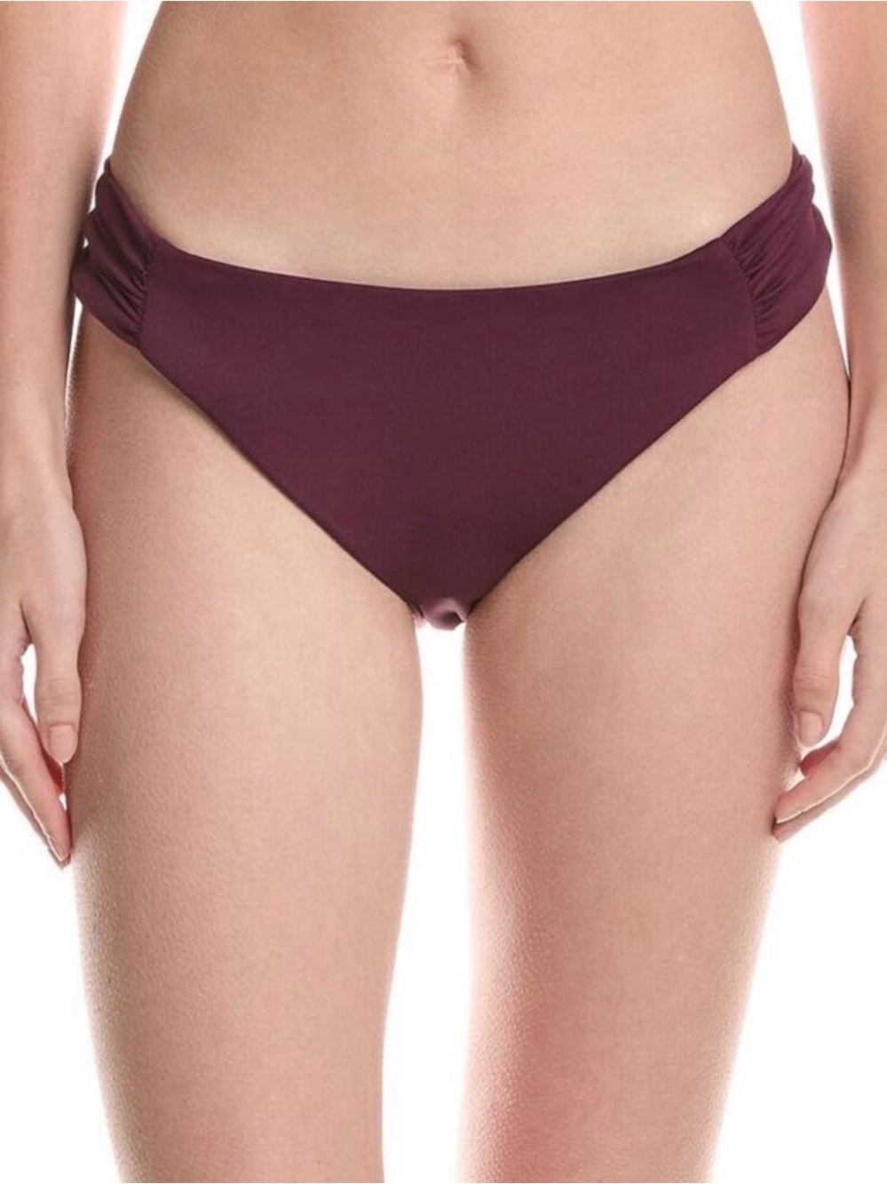 BECCA Plum Ruched Side Bikini Bottoms